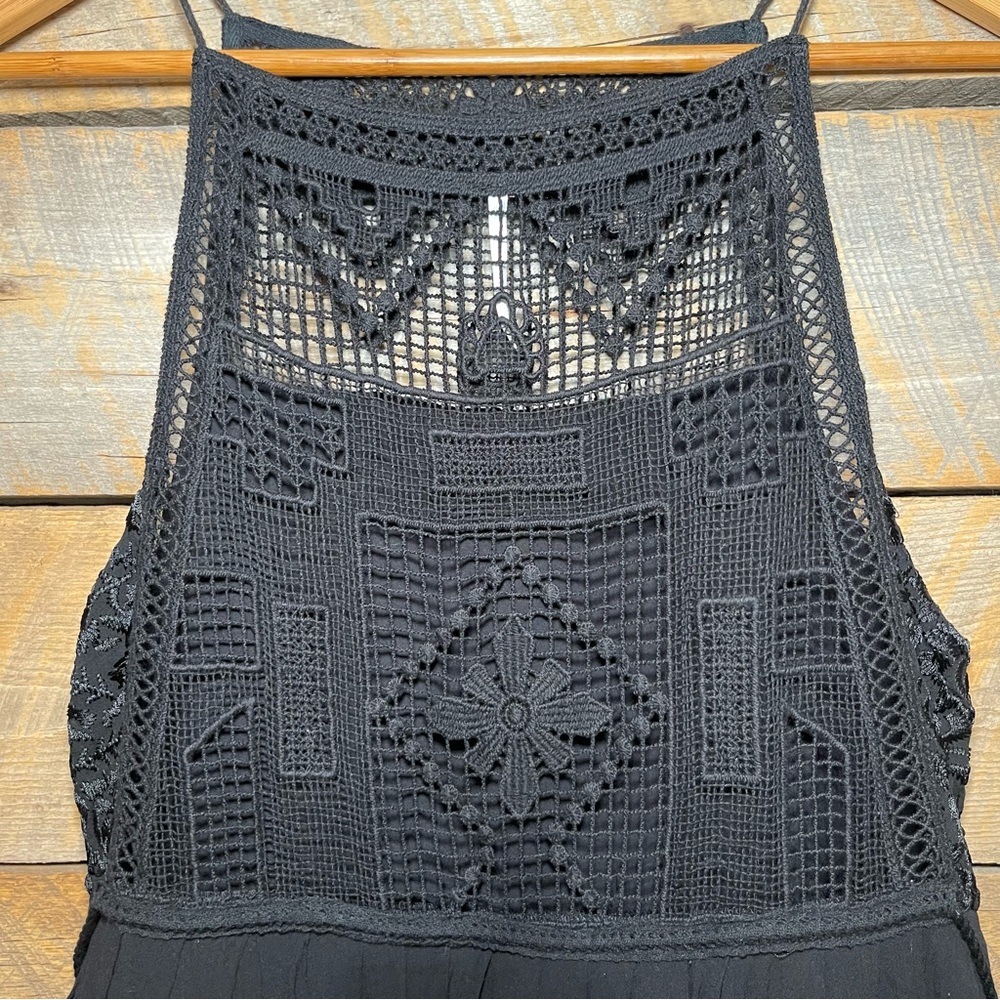 Free People Emily Crotchet Mini Dress Black Size XS Boho Summer - Picture 6 of 12